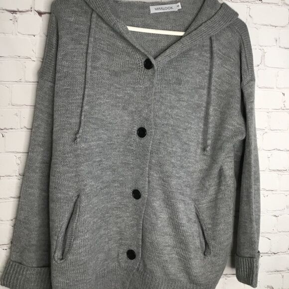 Misslook Women's Gray Knit Button Up Cardigan Size S - Picture 4 of 15